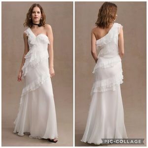 AMUR Dress NWT Harlow Silk One Shoulder Gown in Ivory Size 4